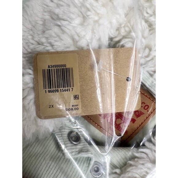 Levi's Jacket Women's 2X Plus Lime Green Sherpa Baby Baggy Trucker Coat  D1 - Picture 4 of 7